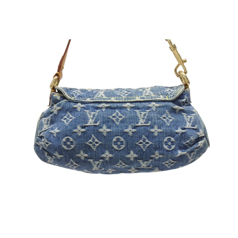 Louis Vuitton Leather Monogram Bag Pleaty Denim Hobo Shoulder One